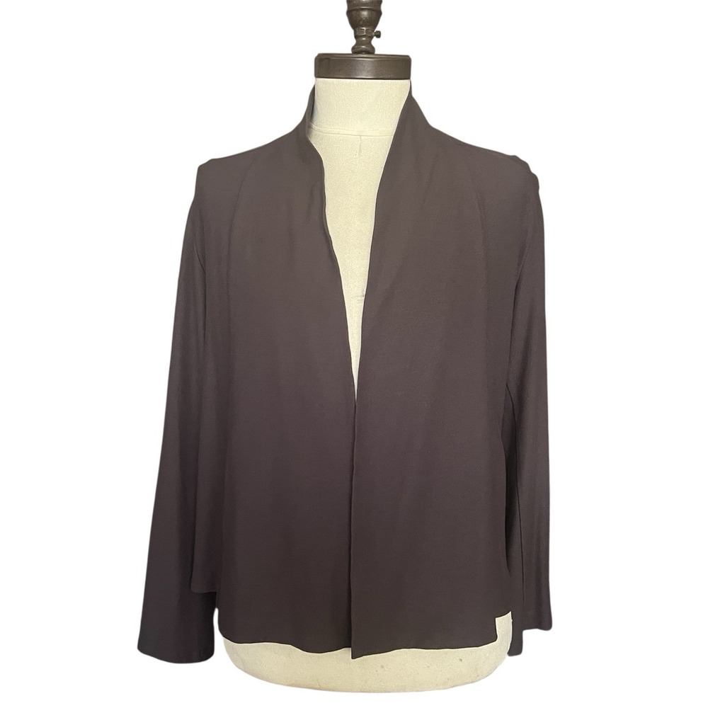 Eileen Fisher Open Front Cardigan Jacket SZ M Brown* Minimalist Casual Classic